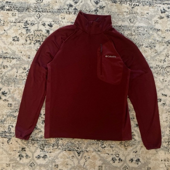 Men’s Dark Red Columbia Omni-Wick Quarter-Zip Pullover Size M - Picture 1 of 4